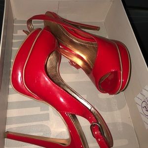 BCBG Red Patent Slingback Pumps Size 6